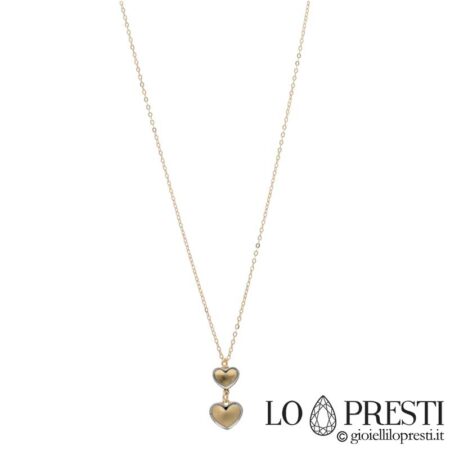 Heart necklace and pendant in 18kt white and yellow gold
