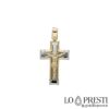 Cross with Christ in 18kt white and yellow gold
