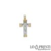 Croce con Cristo in oro bianco e giallo 18kt  semplicemente elegante,per battesimo, nascita o semplicemente simbolo di fede
