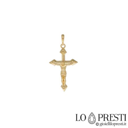 Poliertes Kreuz aus 18-karätigem Gelbgold, religiöses Symbol