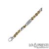 Modern men's bracelet in 18 kt white and yellow gold, flat and solid mesh