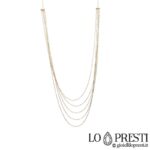 Magarbong multi-strand necklace ng kababaihan sa 18kt yellow gold, adjustable mula 45 hanggang 42 cm. Certificate of guarantee at gift box.