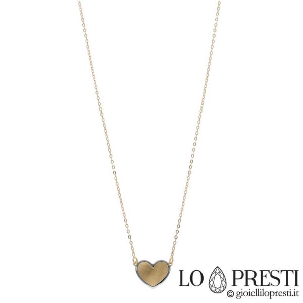 Necklace and heart pendant in 18kt white and yellow gold