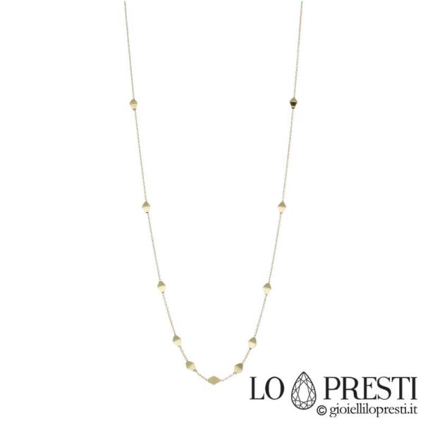 Women's fancy mesh necklace in 18kt yellow gold, adjustable from 42 to 45 cm. Certificate of guarantee and gift box.