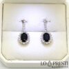 tennis earrings with oval sapphires and certified diamonds