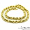 Collier corde en or jaune 18 kt. Le poids se réfère à la mesure de 80 cm. Le bracelet et le collier peuvent être commandés dans n'importe quelle taille. Certificat de garantie et coffret cadeau.