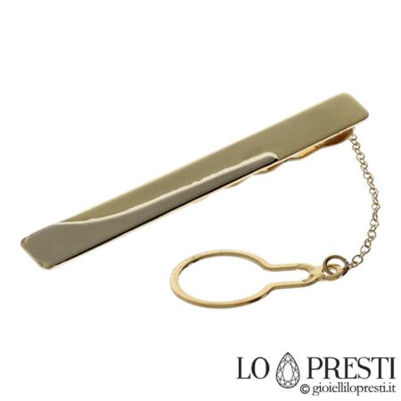 Customizable 18 kt white and yellow gold tie clip accessory for men. Certificate of guarantee and gift box.