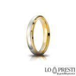 Unaerre Cassiopeia model wedding ring in 18 kt white and yellow gold, customizable via internal engraving. Product available only on order. Warranty certificate and gift box.