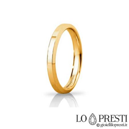 Unaerre Hydra slim model wedding ring in 18 kt white or yellow gold, customizable via internal engraving. Product available only on order