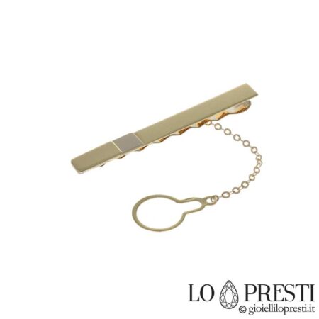 Tie clip accessory for men in 18 kt white and yellow gold