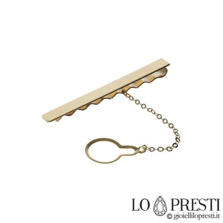 Tie clip accessory for men for wedding anniversary birthday 18kt yellow gold, guarantee certificate and gift box