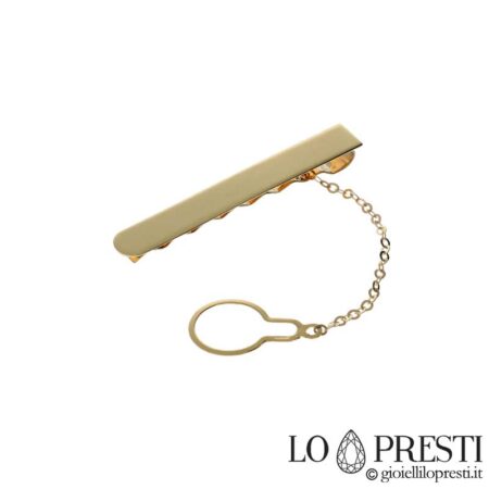 Nako-customize na 18 kt yellow gold tie clip accessory para sa mga lalaki. Sertipiko ng warranty at kahon ng regalo.