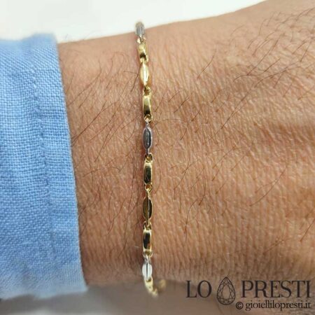 men's bracelet in 18kt white and yellow gold, birthday communion gift idea