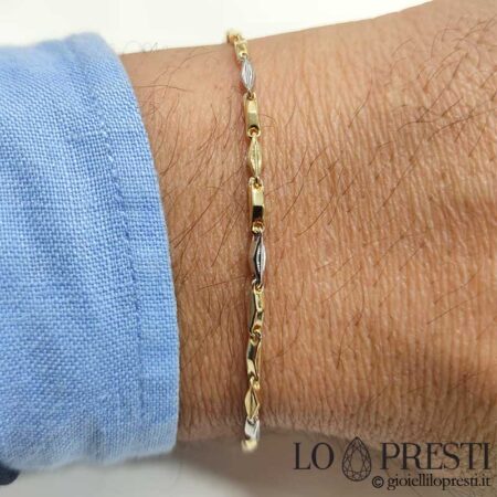 New modern men's link bracelet in 18kt white and yellow gold