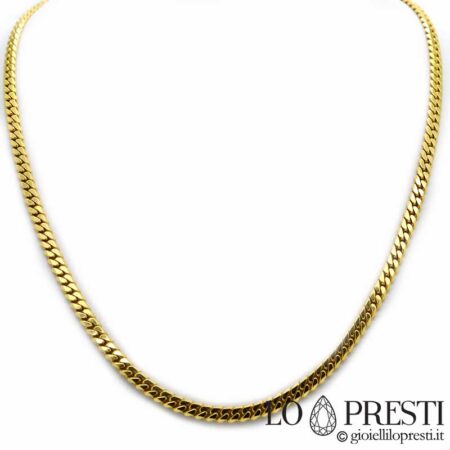 Groumette link necklace sa 18kt yellow gold solid solid link na maaaring i-order sa iba't ibang timbang at sukat
